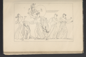 Ein Buchumschlag mit einer leuchtenden Illustration einer Gruppe tanzender Frauen in energischen, synchronisierten Posen, mit detaillierter Kleidung und Gesichtern.