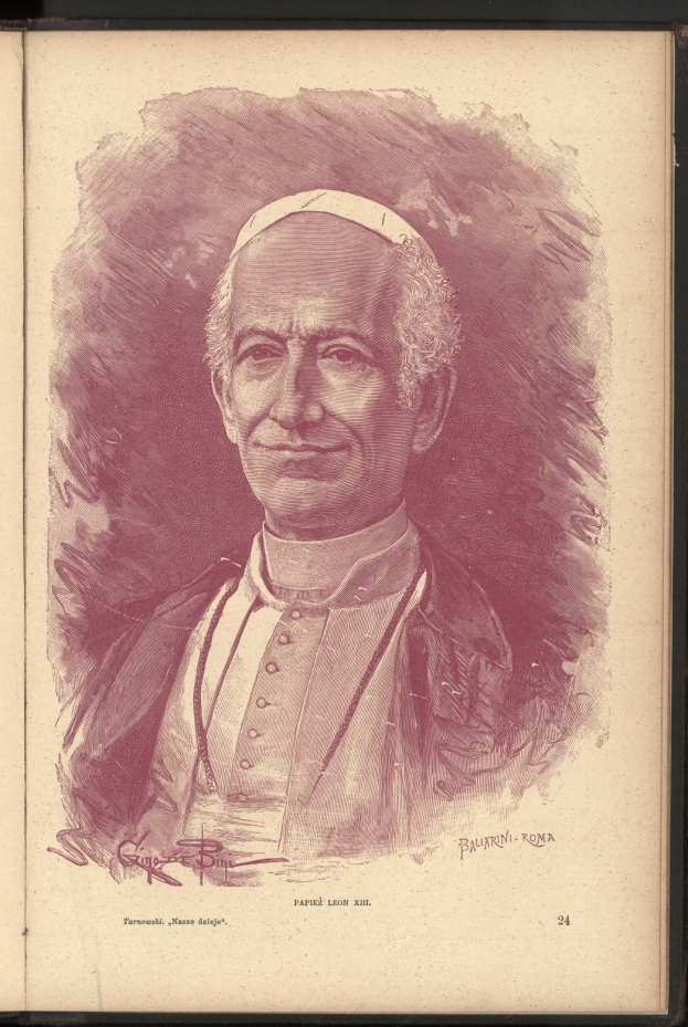 Porträt von Papst Johannes Paul II. in weißer Soutane und zucchetto, der vor einem weißen Hintergrund steht und einen friedlichen Ausdruck hat.