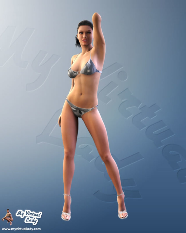 Eine animierte Abbildung einer Frau auf einer Plattform mit Text in der linken unteren Ecke und einer Frau in Kniebeugeposition, mit zusätzlichem Text im Hintergrund auf der Plattform.