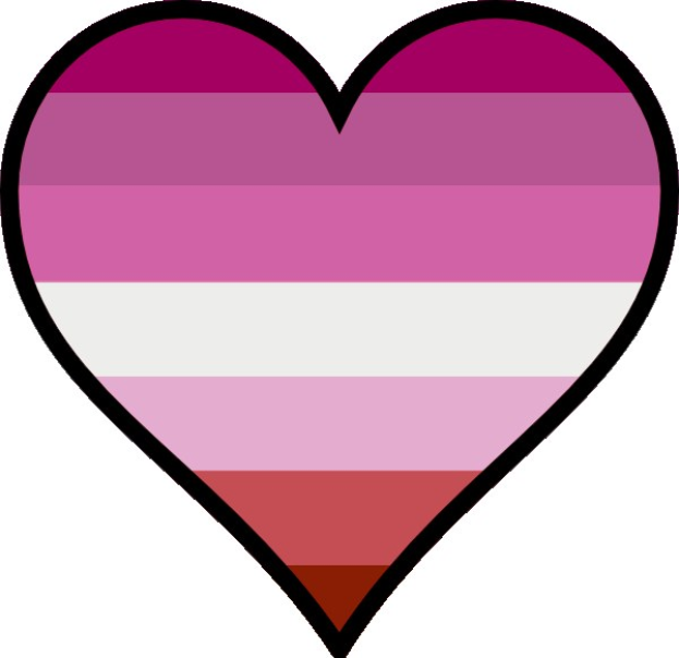 Ein pinkes Herz mit horizontalen Streifen in Pink, Weiß und Rot, symbolisiert die Transgender-Flagge und die LGBTQ+-Gemeinschaft.