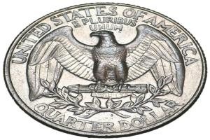 Eine Münze mit einer Inschrift.