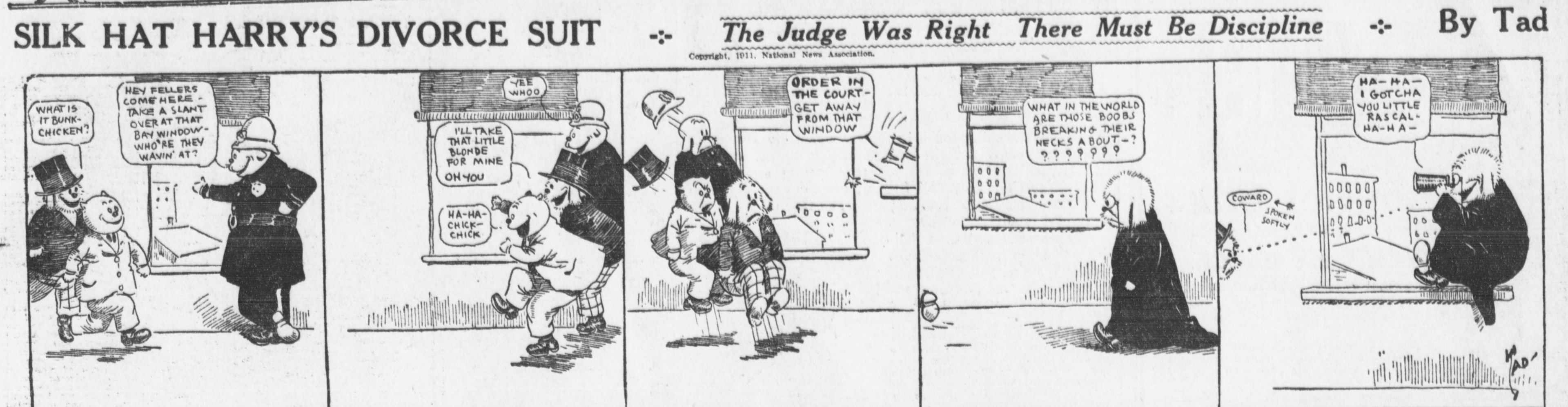 Cartoon-Illustration eines Mannes in einem schwarzen Anzug und einer Frau in einem eleganten Kleid mit ernsten Gesichtern, beschriftet mit "Scheidungskost"