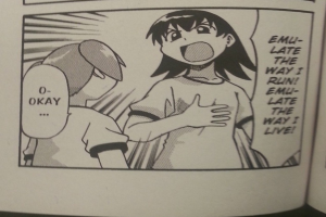 Ein Buch mit Illustrationen von Menschen und Text.