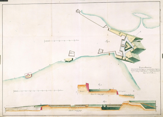 Eine handgezeichnete Karte einer kleinen Insel mit einem Boot im umliegenden Wasser, mit Textanmerkungen auf dem Papier.