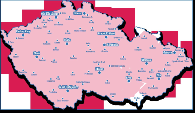 Eine farbenfrohe Karte der Tschechischen Republik, die wichtige Städte, Hauptstädte und beliebte Touristenattraktionen hervorhebt, mit detaillierten Beschriftungen.